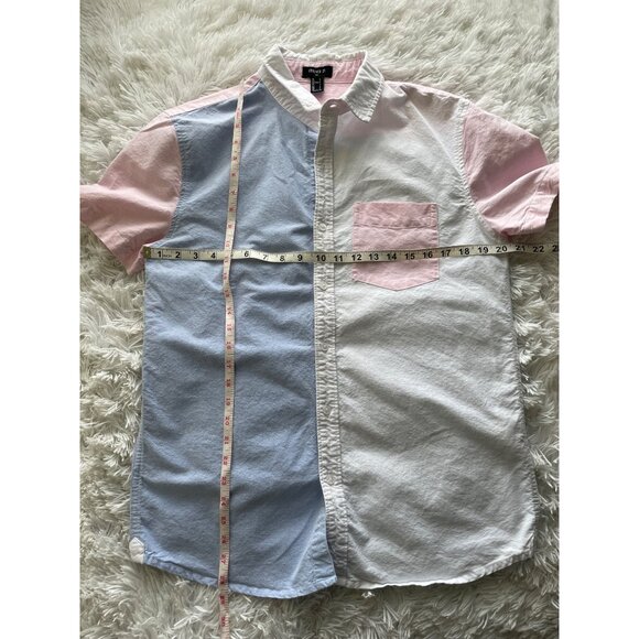FOREVER 21 Tri-Color Men's Short Sleeve Button-Down Oxford Shirt Size L - Picture 5 of 7
